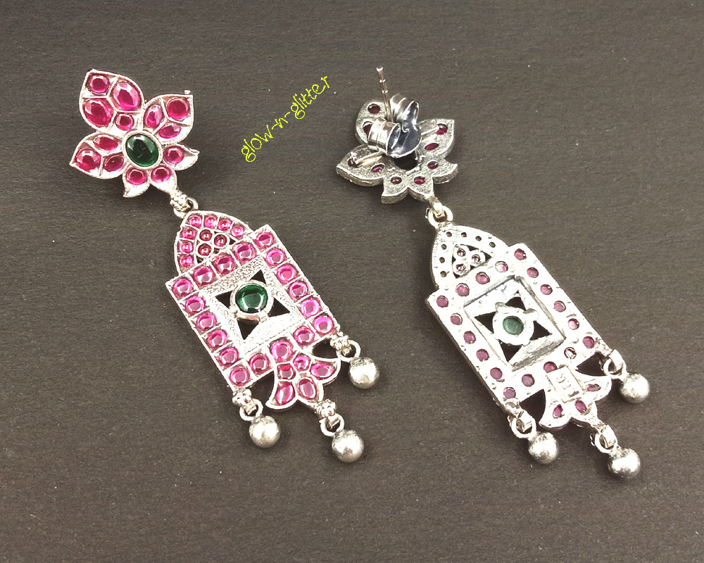 STERLING SILVER KUNDAN DANGLER EARRINGS - Image 2