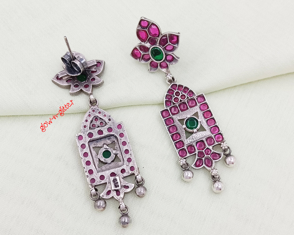 STERLING SILVER KUNDAN DANGLER EARRINGS - Image 3