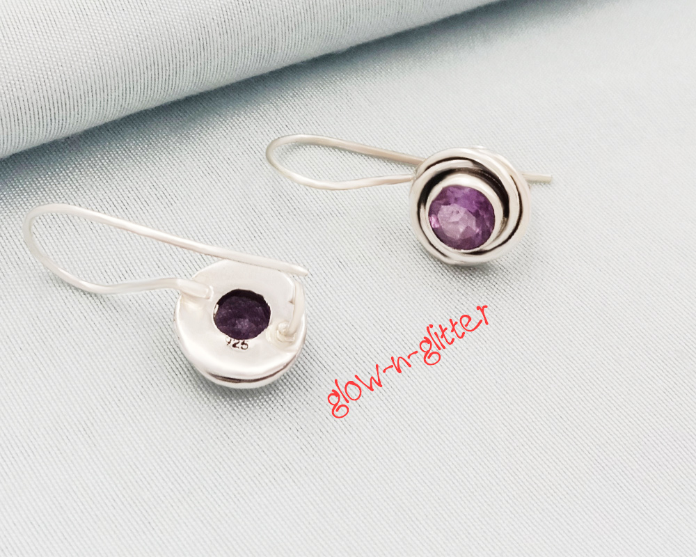STERLING SILVER AMETHYST SWIRL EARRINGS - Image 2