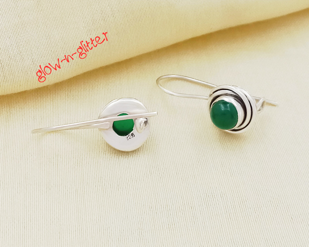 STERLING SILVER GREEN ONYX SWIRL EARRINGS - Image 2