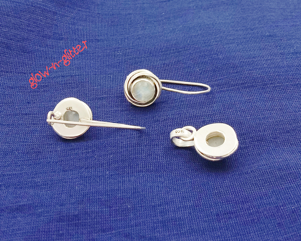 STERLING SILVER MOONSTONE SWIRL PENDANT EARRING SET - Image 3
