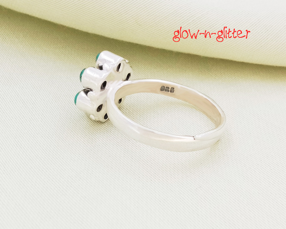 STERLING SILVER FLORAL TURQUOISE RING - Image 2