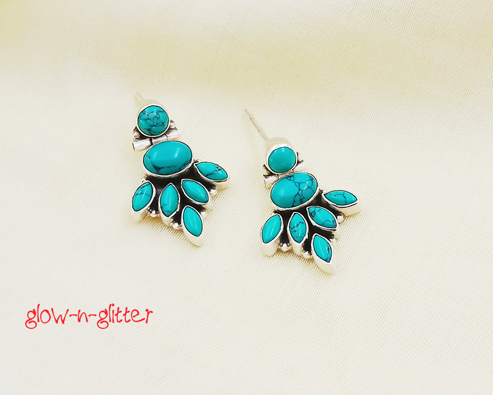 STERLING SILVER TURQUOISE EARRINGS - Image 3
