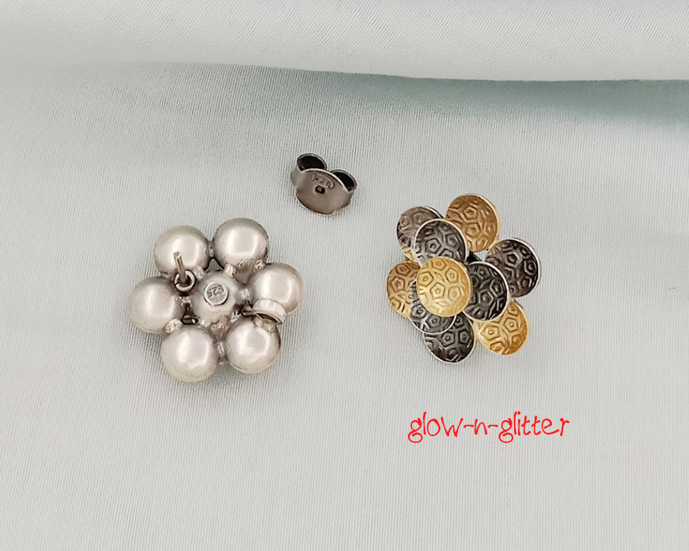 STERLING SILVER DUAL TONE GLORY EARRINGS - Image 2