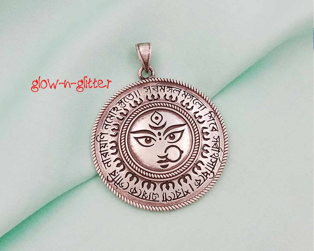 STERLING SILVER MAA DURGA MANTRA NECKLACE - Image 3