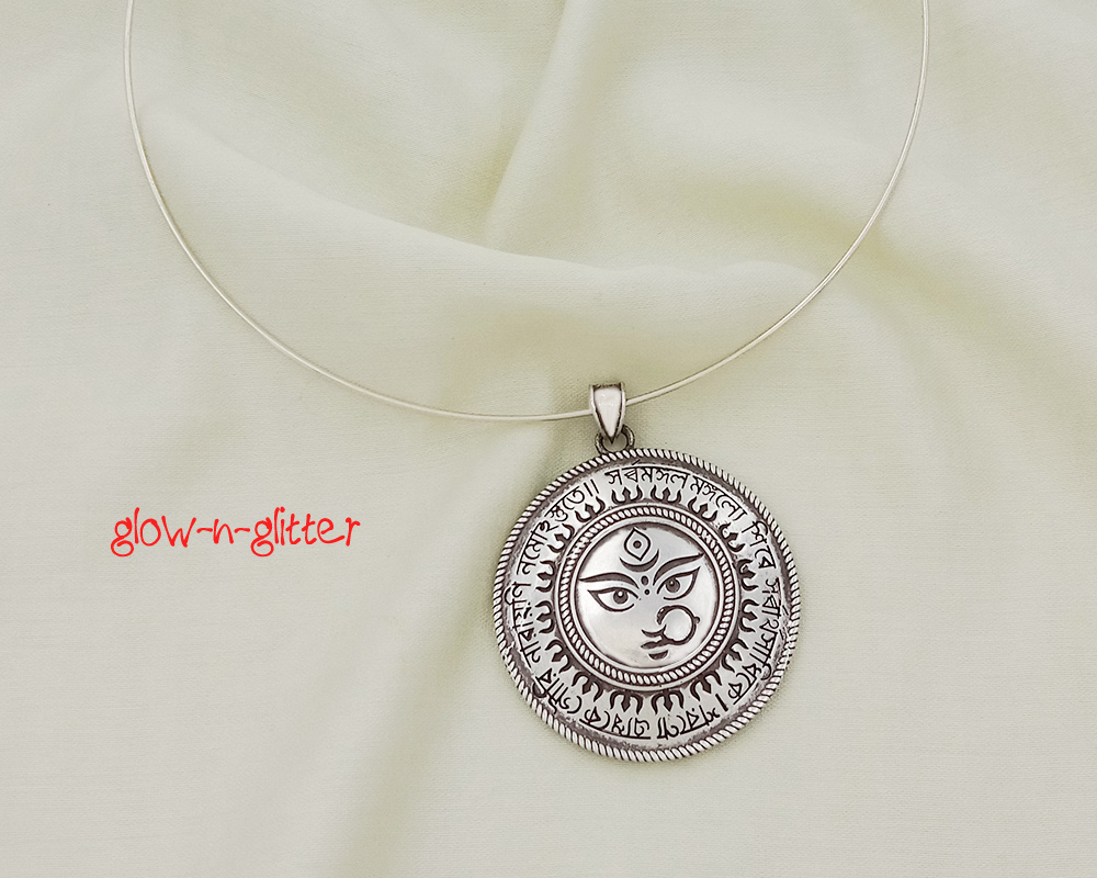 STERLING SILVER MAA DURGA MANTRA NECKLACE - Image 4