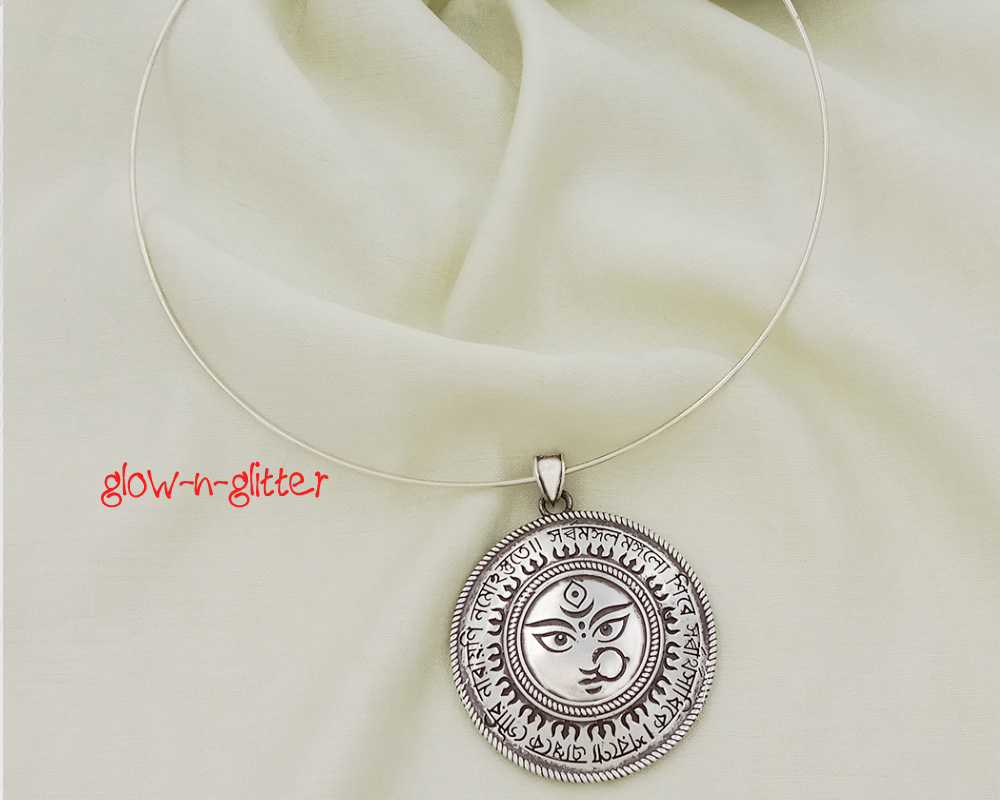 STERLING SILVER MAA DURGA MANTRA NECKLACE - Image 5