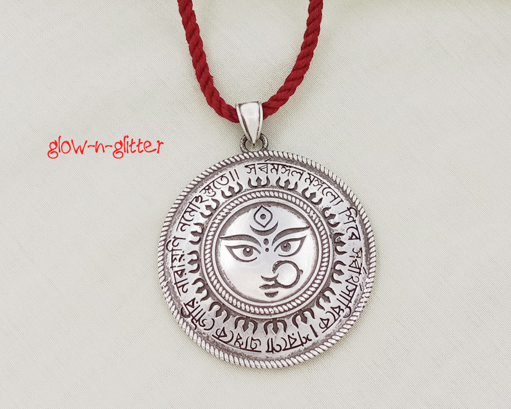 STERLING SILVER MAA DURGA MANTRA NECKLACE - Image 6