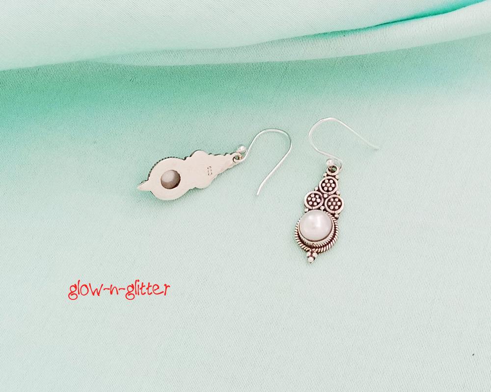 STERLING SILVER & PEARL DROP EARRINGS - Image 2