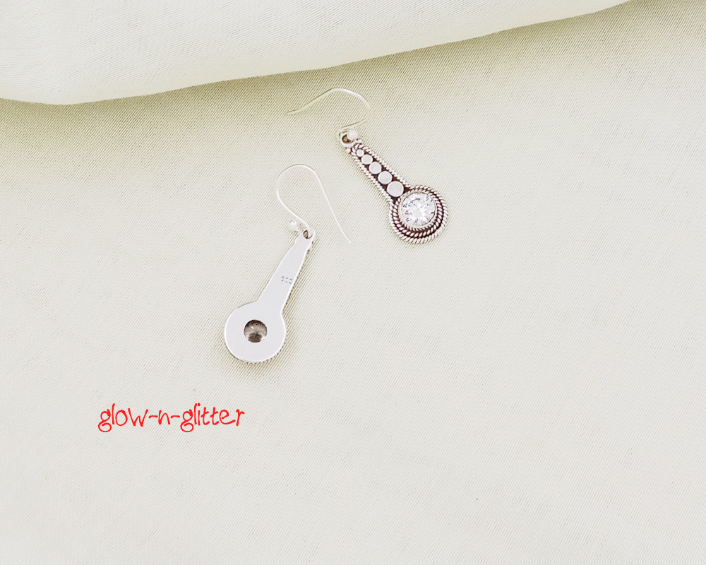 STERLING SILVER & ZIRCON DOT DROP EARRINGS - Image 2