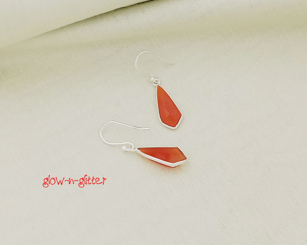 STERLING SILVER & CARNELIAN DROP EARRINGS - Image 2