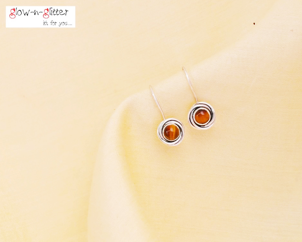 <span style="color: #808080;">STERLING SILVER & TIGER EYE EARRINGS </span> - Image 2