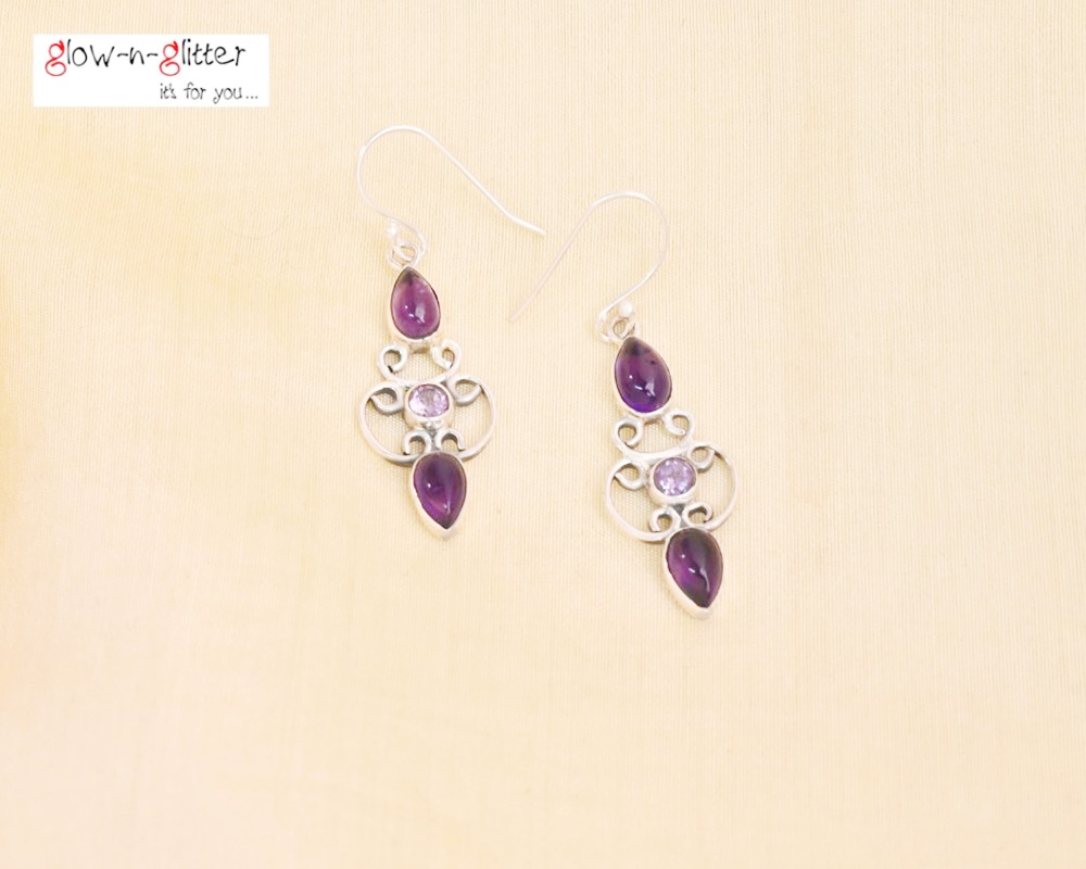 <span style="color: #808080;">STERLING SILVER & AMETHYST EARRINGS </span> - Image 2