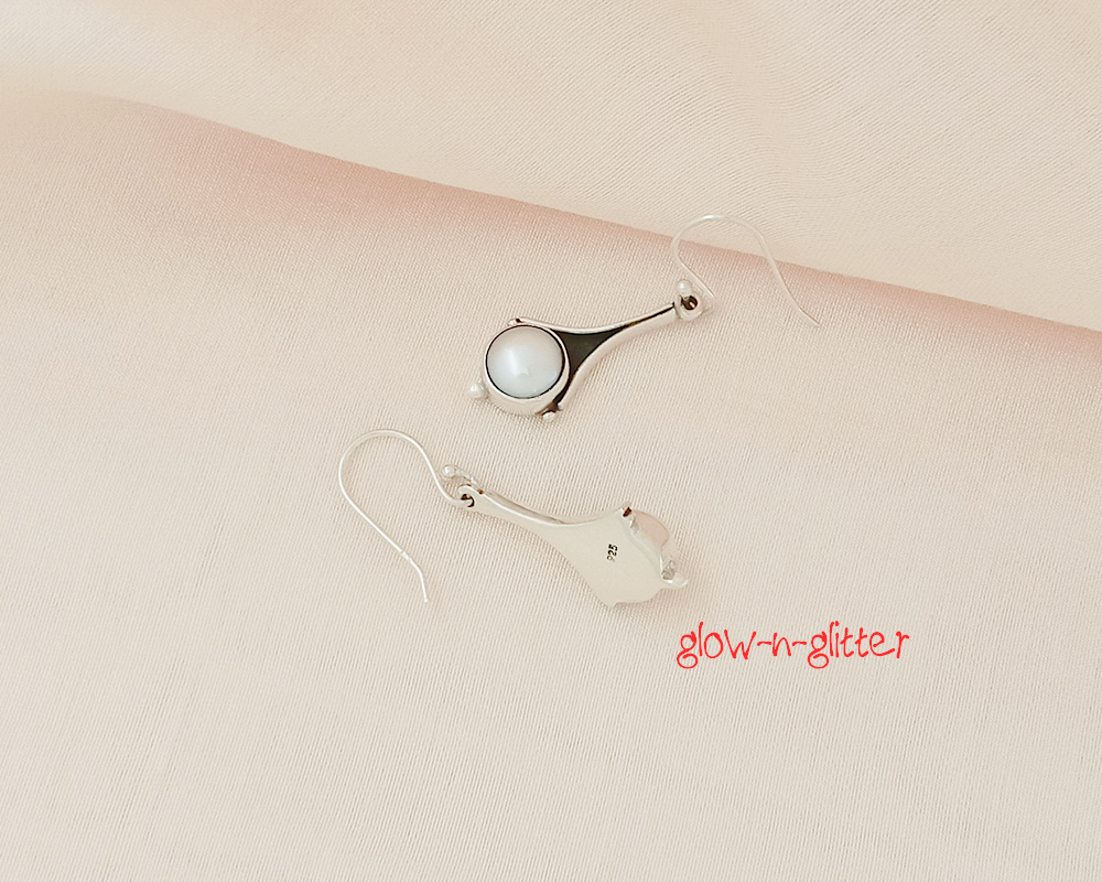 <span style="color: #808080;">STERLING SILVER & PEARL FAN DROP EARRINGS </span> - Image 2