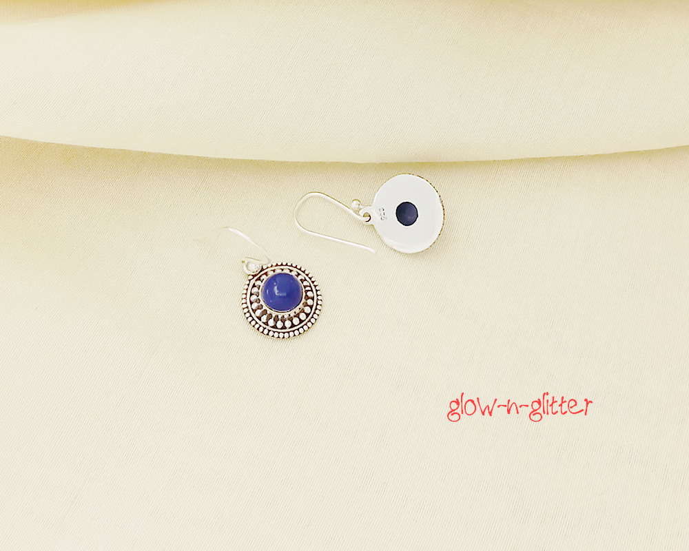 <span style="color: #808080;">STERLING SILVER & LAPIZ DOT EARRINGS </span> - Image 2