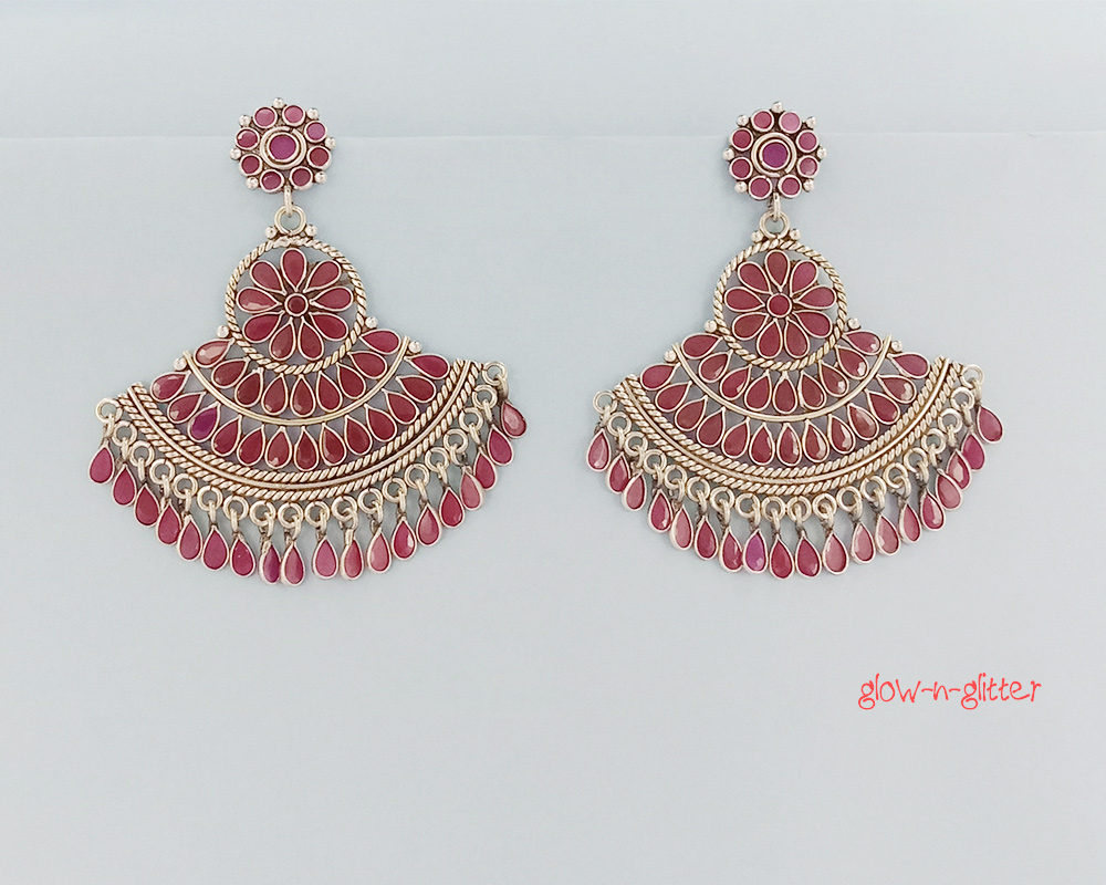 <span style="color: #808080;">STERLING SILVER STUNNING POLKI EARRINGS </span> - Image 2